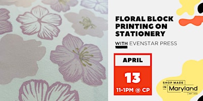 Floral Block Printing on Stationery w/Evenstar Press primary image