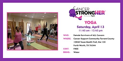 Hauptbild für Cancer StrongHER Yoga – April 13, 2024 Class