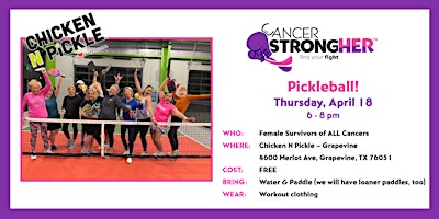 Primaire afbeelding van Cancer StrongHER Pickleball - April 18, 2024