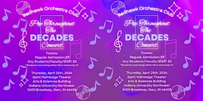 'Pop Throughout the Decades' Redhawk Orchestra Club Concert primary image