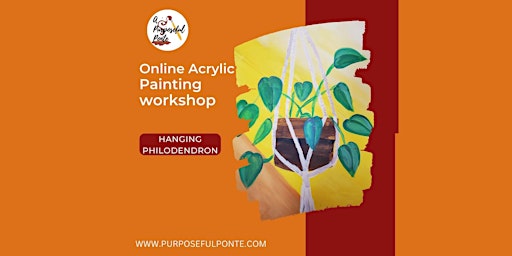 Primaire afbeelding van Hanging Philodendron - Online Acrylic painting workshop