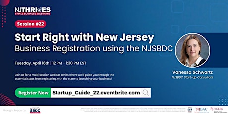 Immagine principale di Start Right with NJ Business Registration using the NJSBDC| Session #22 