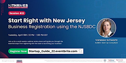 Imagen principal de Start Right with NJ Business Registration using the NJSBDC| Session #22