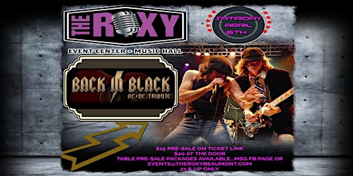 BACK IN BLACK an AC/DC tribute live at The Roxy Saturday April 6th 2024! primary image