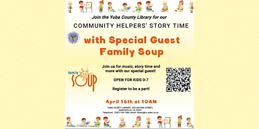 Imagem principal de Community Helpers Story Time with Family Soup (Ages 0-7)