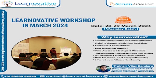 Imagen principal de CSPO Certification Class | Learnovative Online Training, 28-29 March 2024