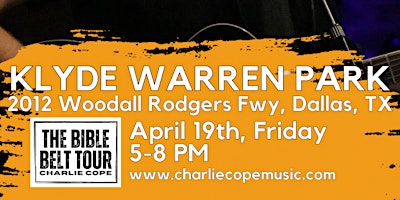Charlie Cope Live & Acoustic @ Klyde Warren Park primary image