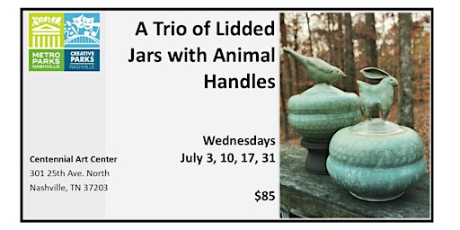 A Trio of Lidded Jars with Animal Handles primary image