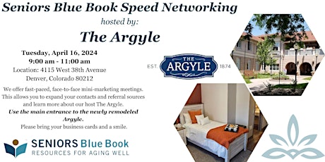 Seniors Blue Book Speed Networking hosted by The Argyle