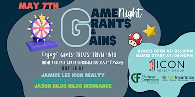 Immagine principale di Game Night, Grants & Gains 