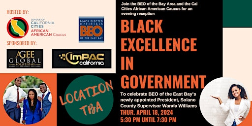 Image principale de Black Excellence In Government -- Celebrating New Leadership in East Bay