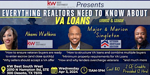Primaire afbeelding van Everything Realtors Need to Know About VA Loans (Texas CE Course)
