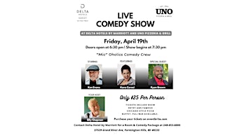 Primaire afbeelding van Live Comedy and Dinner Show on April 19th at Delta Hotel by Marriott