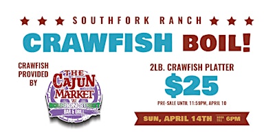 Imagem principal do evento Crawfish Boil at Southfork Ranch Featuring Straight Tequila Night