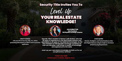 Imagem principal do evento Level Up Your Real Estate Knowledge.