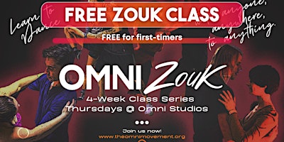 Imagem principal do evento OmniZouk's FREE Zouk Class: April 29th @ Omni Studios