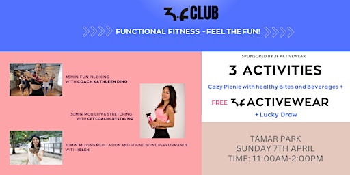 3F Club - Feel the Fun - a wholesome workout event on Sunday 7th of April primary image