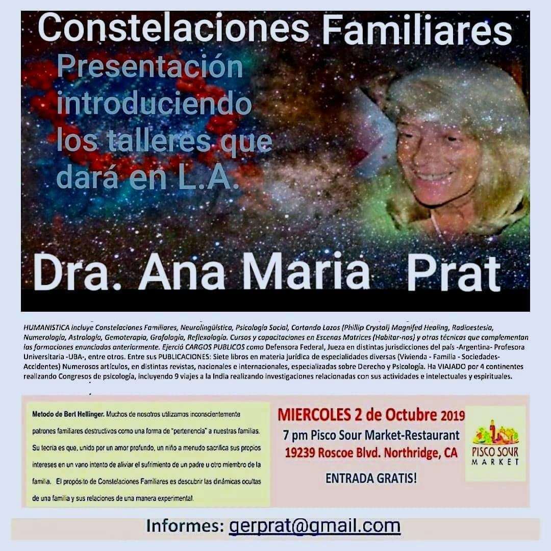 Constelaciones Familiares Dra. Ana Maria Prat en Northridge CA