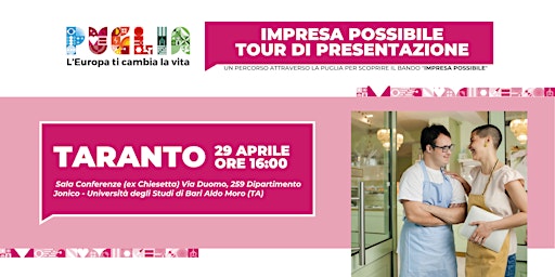 Imagem principal do evento Presentazione Bando "Impresa Possibile" a Taranto