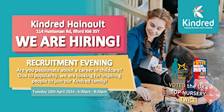 Recruitment Event at Kindred Hainault Nursery  - 16th April 2024