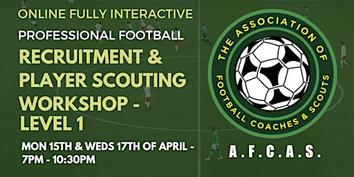 PROFESSIONAL FOOTBALL - RECRUITMENT AND PLAYER SCOUTING WORKSHOP - LEVEL 1 primary image