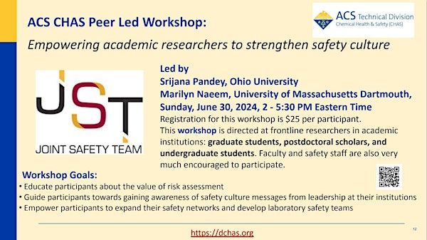 ACS CHAS EMPOWERING ACADEMIC RESEARCHERS TO STRENGTHEN SAFETY CULTURE