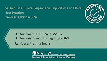 Clinical Supervision: Implications on Ethical Best Practices primary image