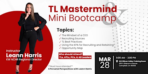 Hauptbild für TL Mastermind & Mini Bootcamp - San Jose