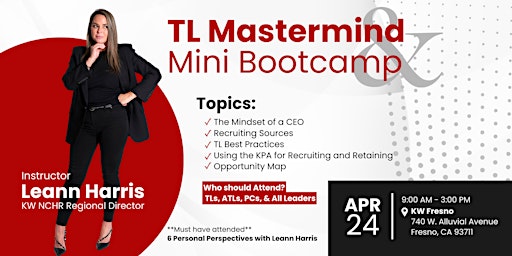 Imagem principal do evento TL Mastermind & Mini Bootcamp - Fresno