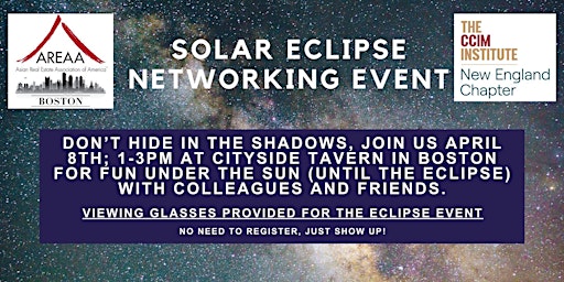 Primaire afbeelding van AREAA Boston CRE and CCIM Solar Eclipse Networking Event