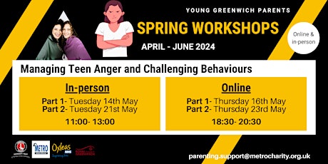 (ONLINE) Managing Teen Anger and Challenging Behaviour.
