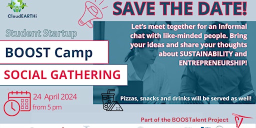 Primaire afbeelding van BOOSTalent - Student Startup BOOST Camp (Social event)