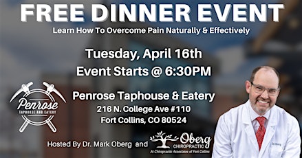 Overcome Pain Naturally | FREE Dinner Event Hosted By Dr. Mark Oberg