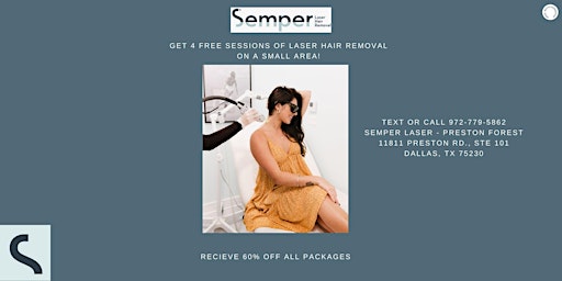 FREE LASER HAIR REMOVAL & 60% OFF ALL PACKAGES  primärbild