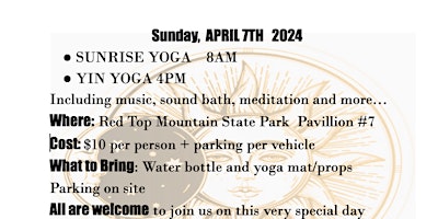 April 7th Morning Yoga at Red Top Mountain primary image