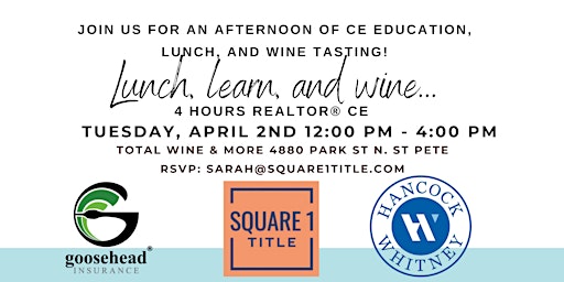 CE  Credit Realtor Lunch, Learn, & Wine primary image