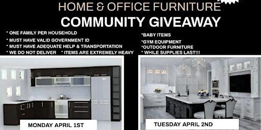 APRIL - FEST COMMUNITY FURNITURE GIVEAWAY primary image