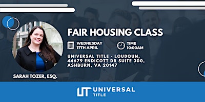 Primaire afbeelding van Fair Housing Class: Ensuring Equal Opportunity in Real Estate