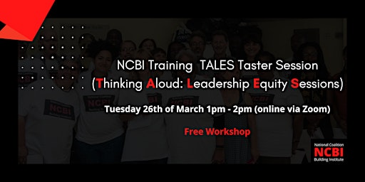 Imagem principal do evento TALES Taster Session (Thinking Aloud: Leadership Equity Sessions)