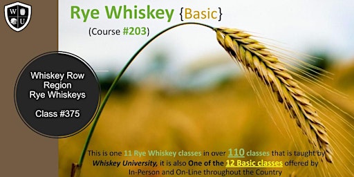 Primaire afbeelding van Rye Whiskey 203  BYOB  (Course #203)