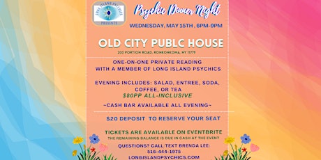 Psychic Dinner Night At Old City Public House in Ronkonkoma, NY