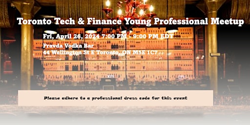 Primaire afbeelding van Toronto Tech & Finance Young Professionals Meetup