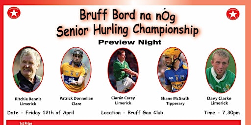 Imagem principal do evento Bruff Bord na nÓg. Senior hurling championship preview night