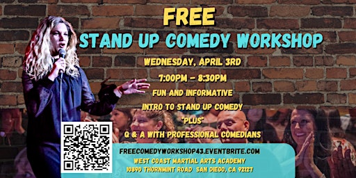 Image principale de SAN DIEGO!  4S RANCH! FREE STAND UP COMEDY WORKSHOP!