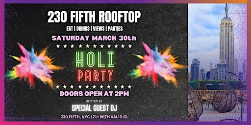 Hauptbild für Rang De Rave Festival - The HOLI Ball Party @ 230 5th Rooftop