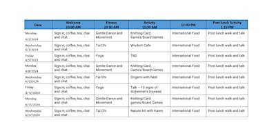 Image principale de Sammamish Seniors Program -April  2024 Meetups