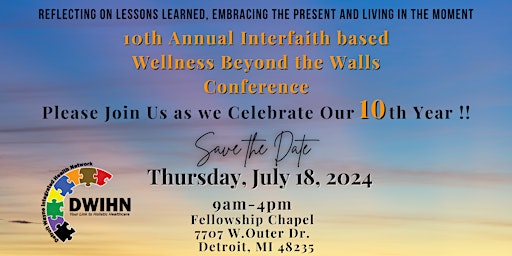 Hauptbild für 10th Annual Interfaith based Wellness Beyond the Walls Conference
