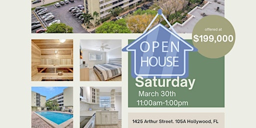 Open House Alert Saturday March 30th 11:00am-1:00pm primary image