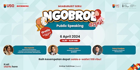 Online Talkshow - NGABUBURIT SERU: Ngobrol Asyik Public Speaking!