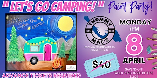 Image principale de "Let's Go Camping!" Paint Party at Thommy Mac's